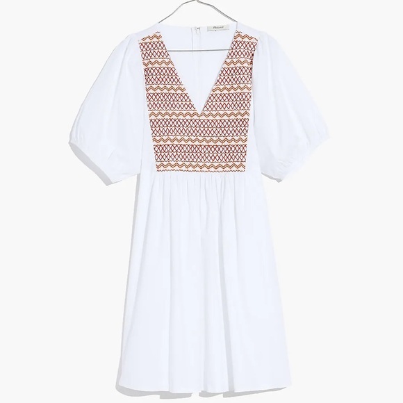 NWT Madewell Embroidered Poplin V-Neck Mini Dress - Picture 4 of 11